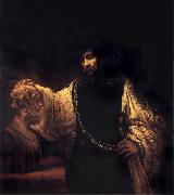 Rembrandt van rijn Aristotle with a Bust of Homer France oil painting artist